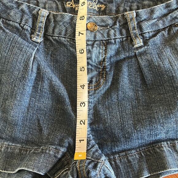American Rag Blue Denim Pleated Jeans Shorts Juniors Size 7 Trouser Short - Picture 9 of 10